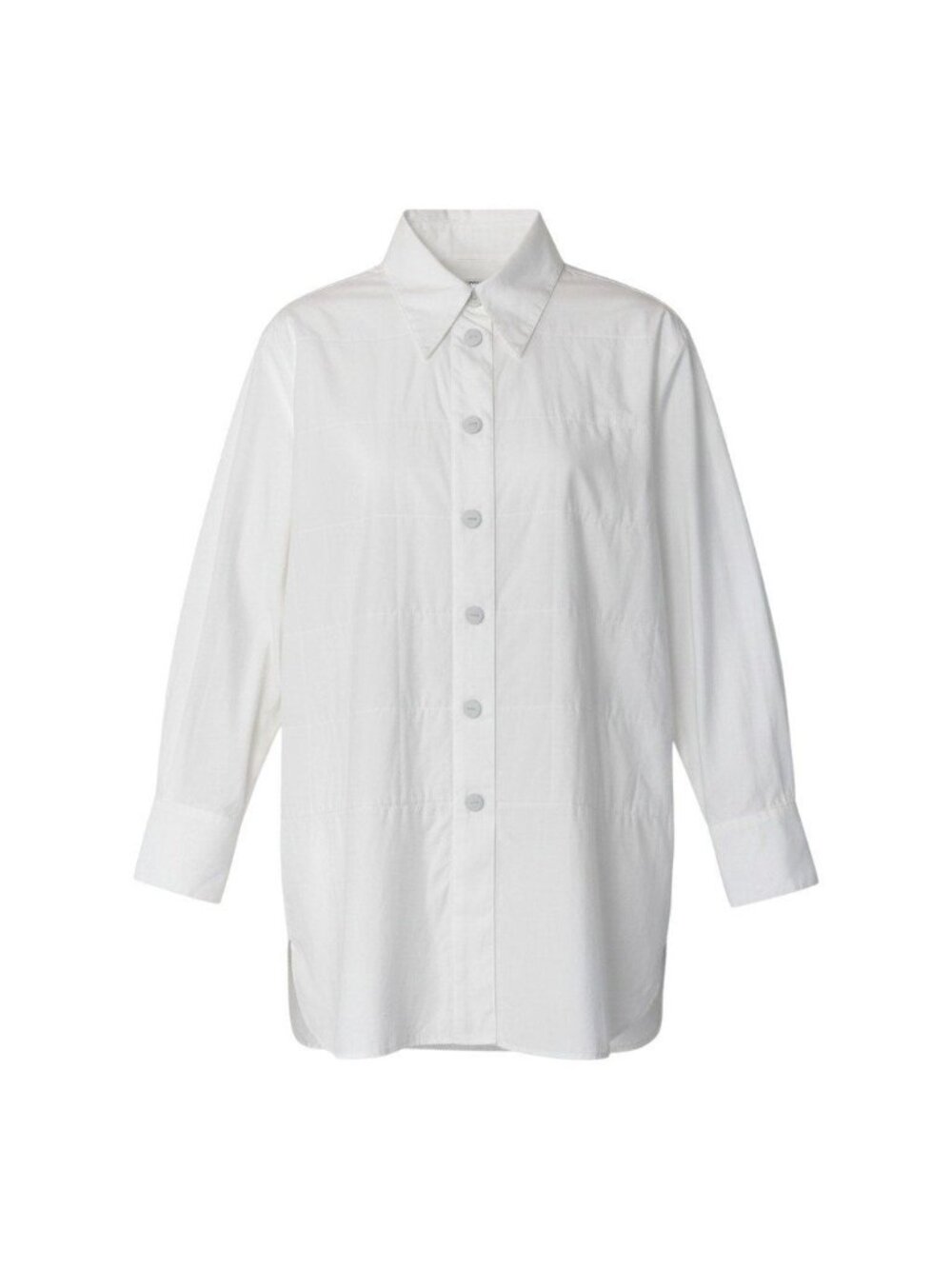 Chanel Long Sleeve Shirt Long Button Logo Quilted Cotton 40 White